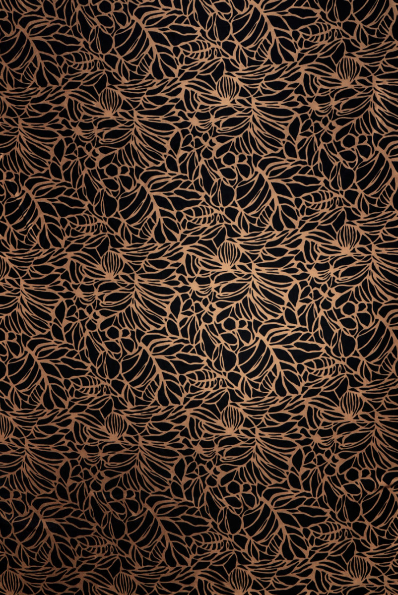 Habotai silk brown flowers