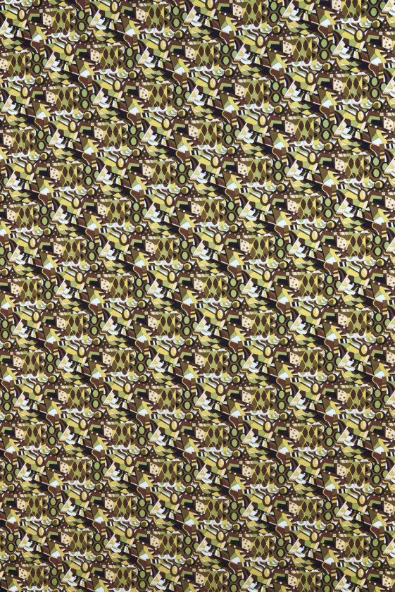 Thick crepe silk green geometry