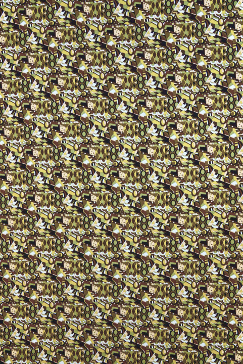 Thick crepe silk green geometry