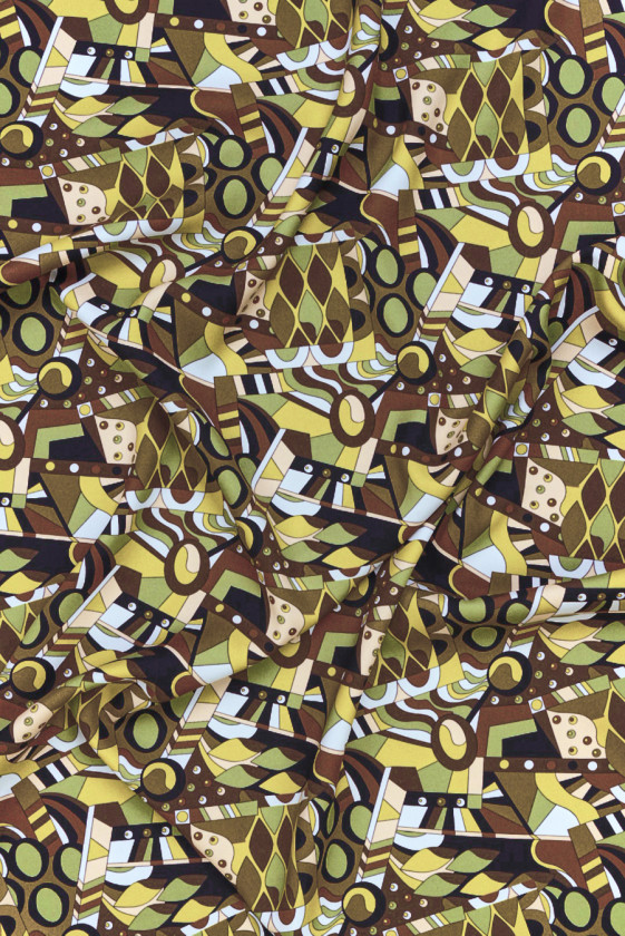 Dicke Crêpe seidengrüne Geometrie