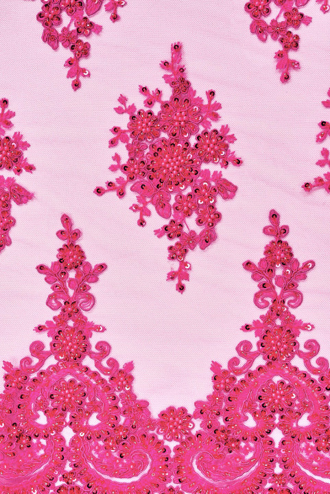 Spitze mit Perlen fuchsia