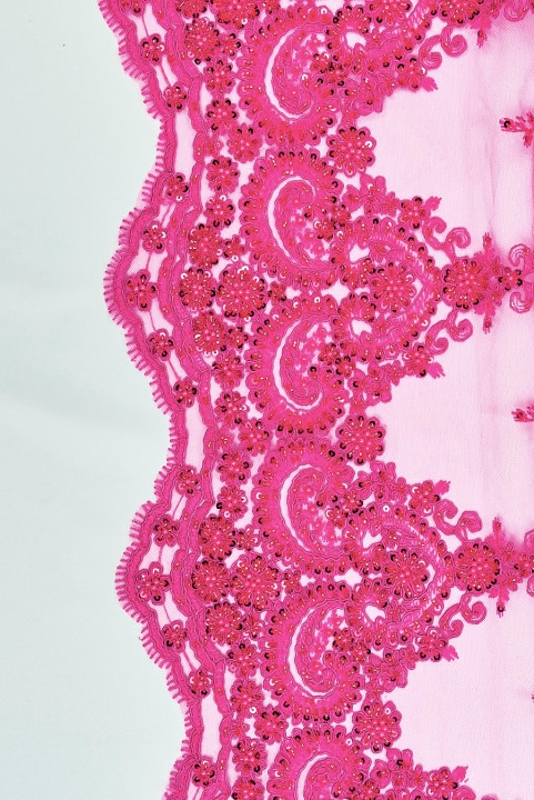Spitze mit Perlen fuchsia
