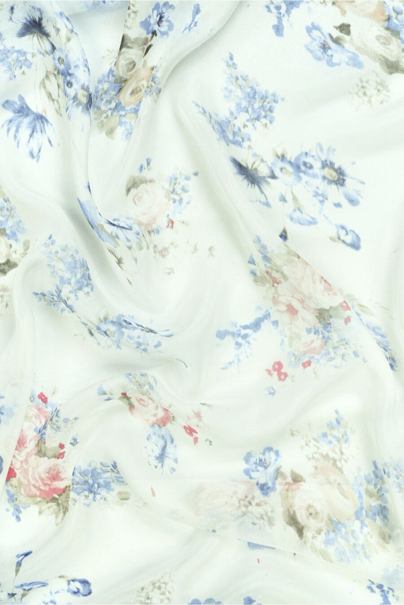 Muslin silk viscose pastel bouquets