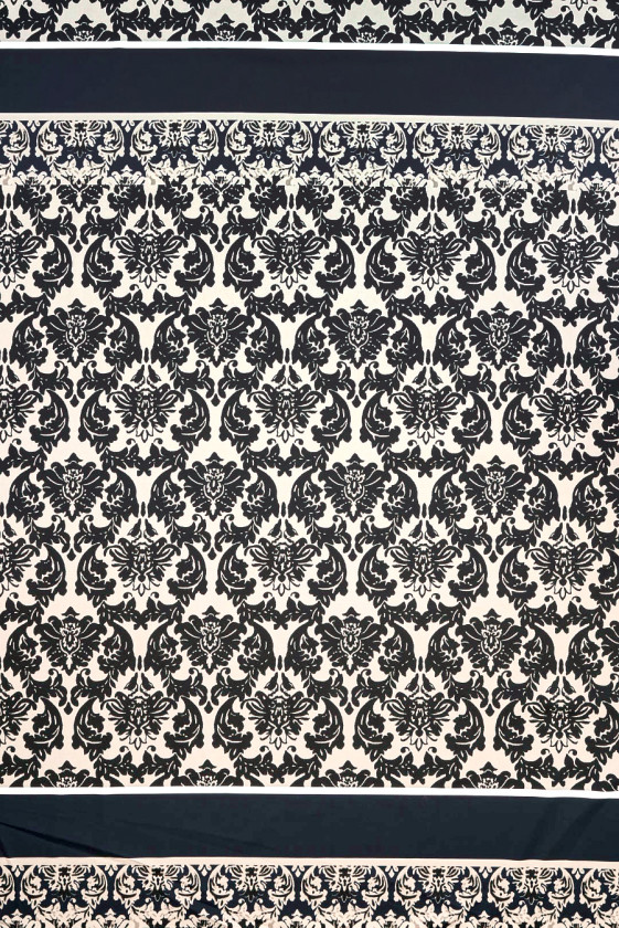 Cotton black ornaments COUPON 115cm