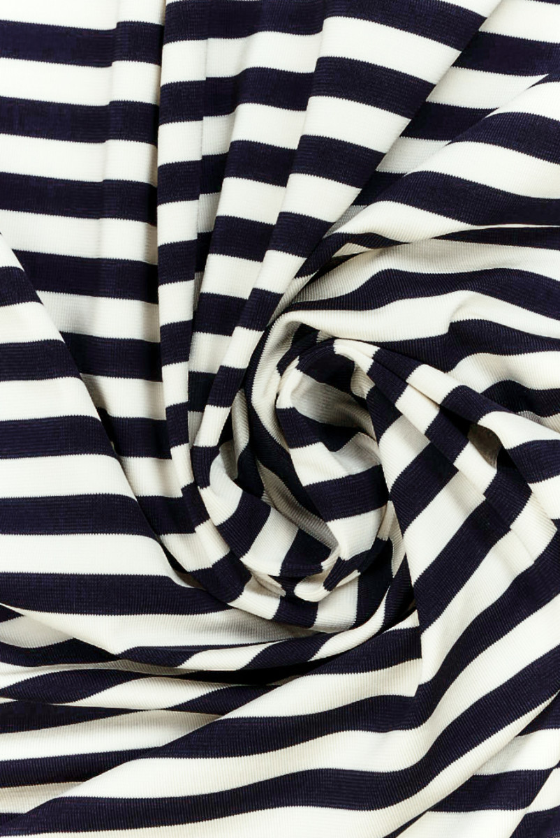 Striped Lycra navy blue with ecru