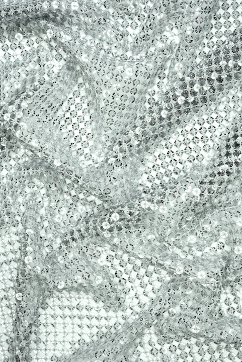 Exklusives Pailletten-Silber-Mesh