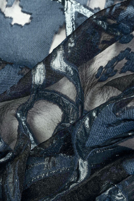 Žakarda organza tumši zili raksti