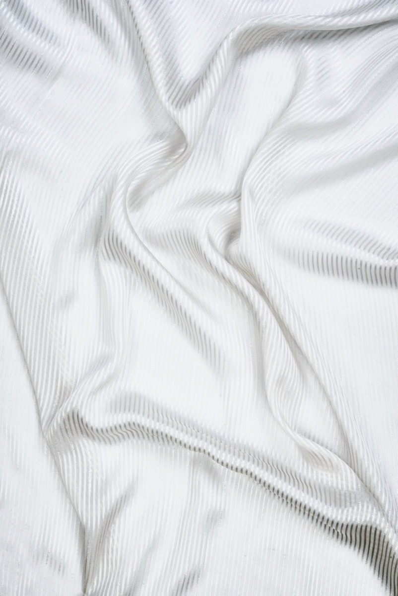 Striped silk devore light grey