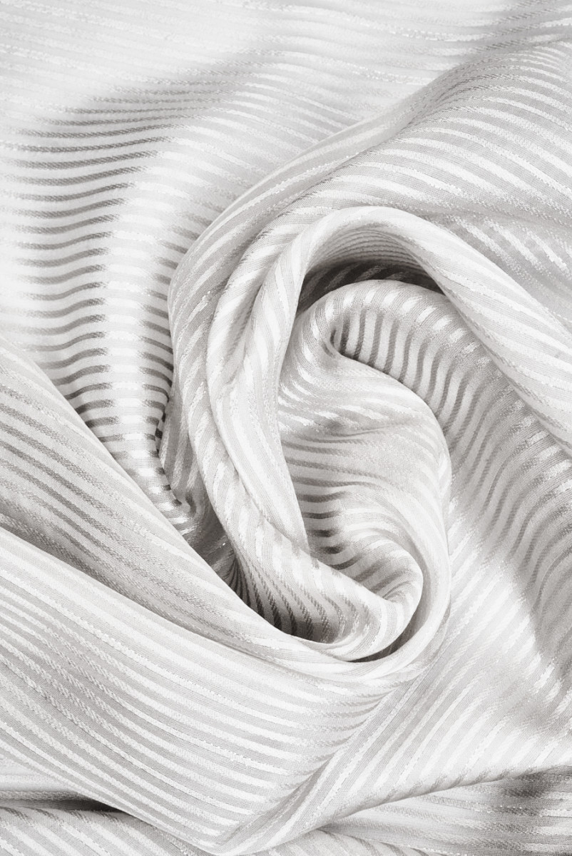 Striped silk devore light grey