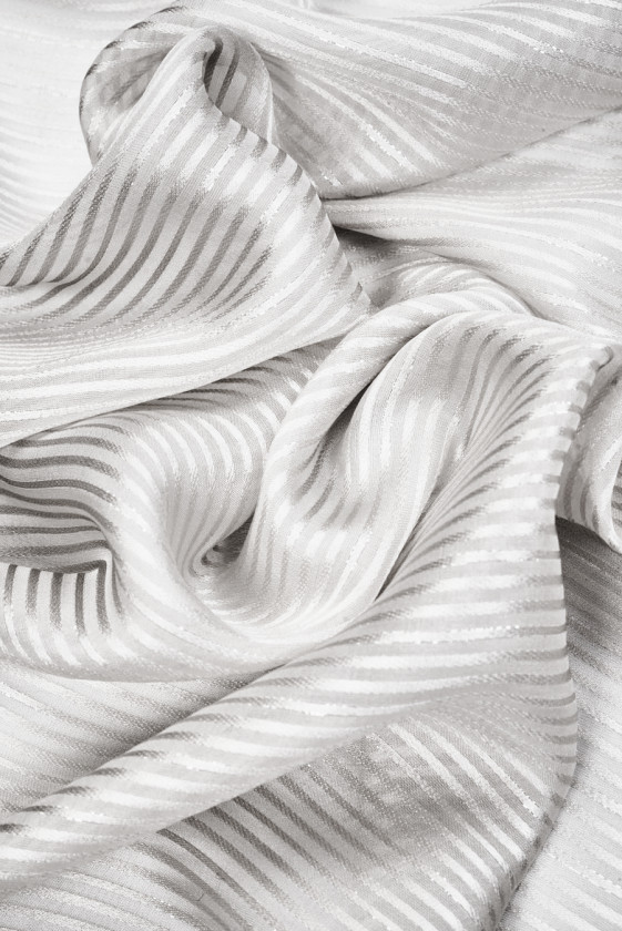 Striped silk devore light grey
