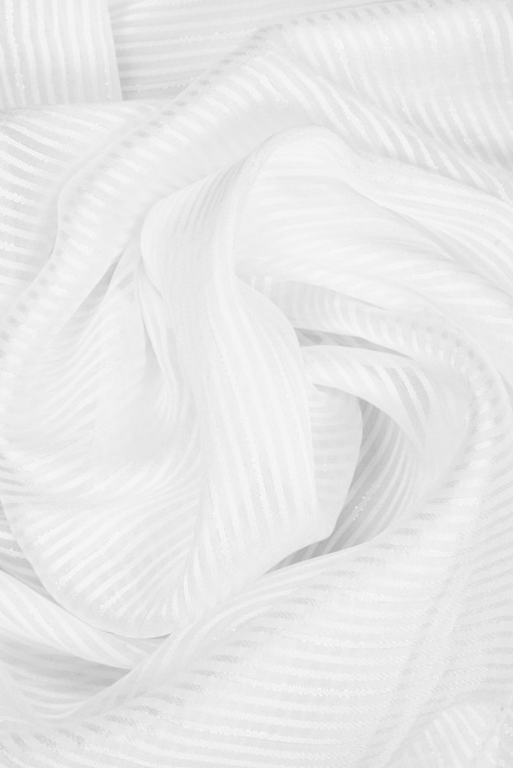 Striped silk devore white