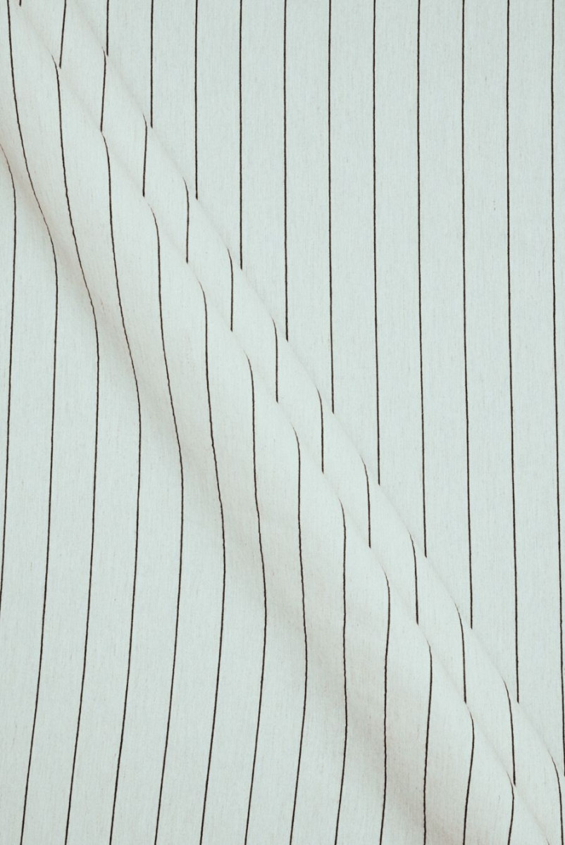Linen with viscose striped ecru