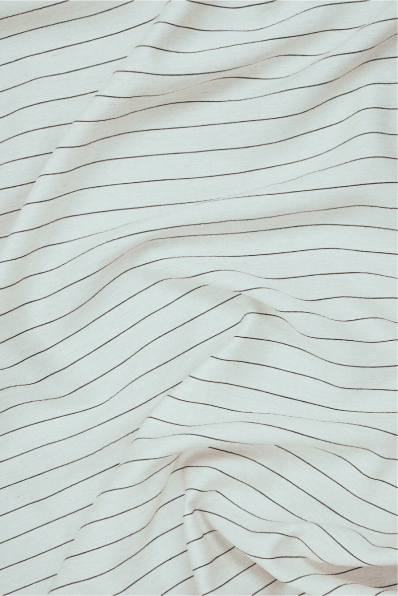 Linen with viscose striped ecru
