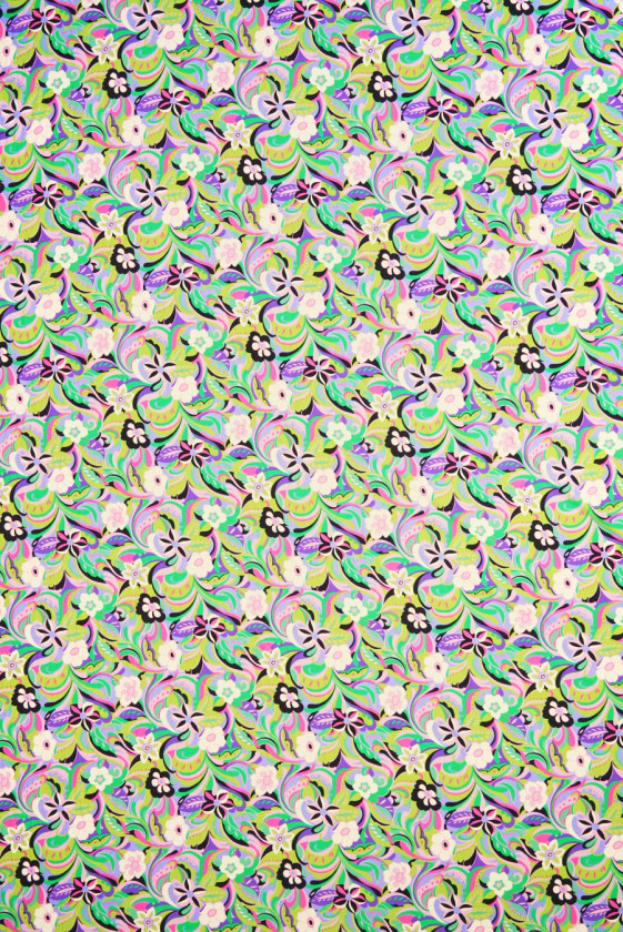 Viszkóz színes virágokkal, lilával