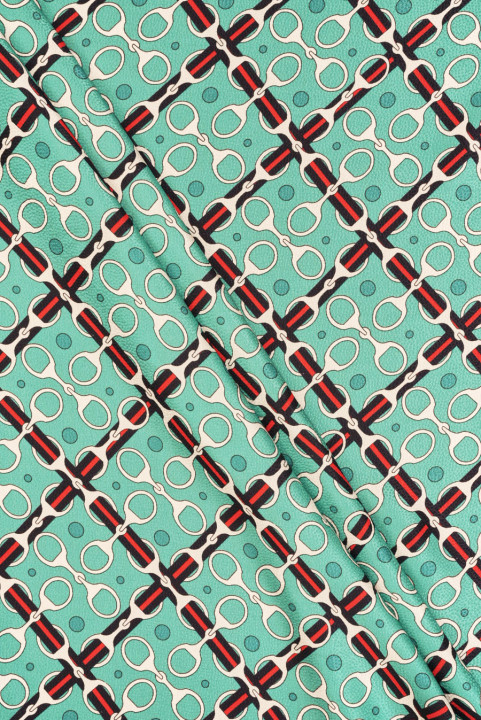 Jacquard silk with sage buckles