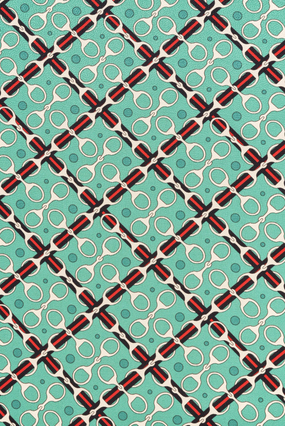 Jacquard silk with sage buckles