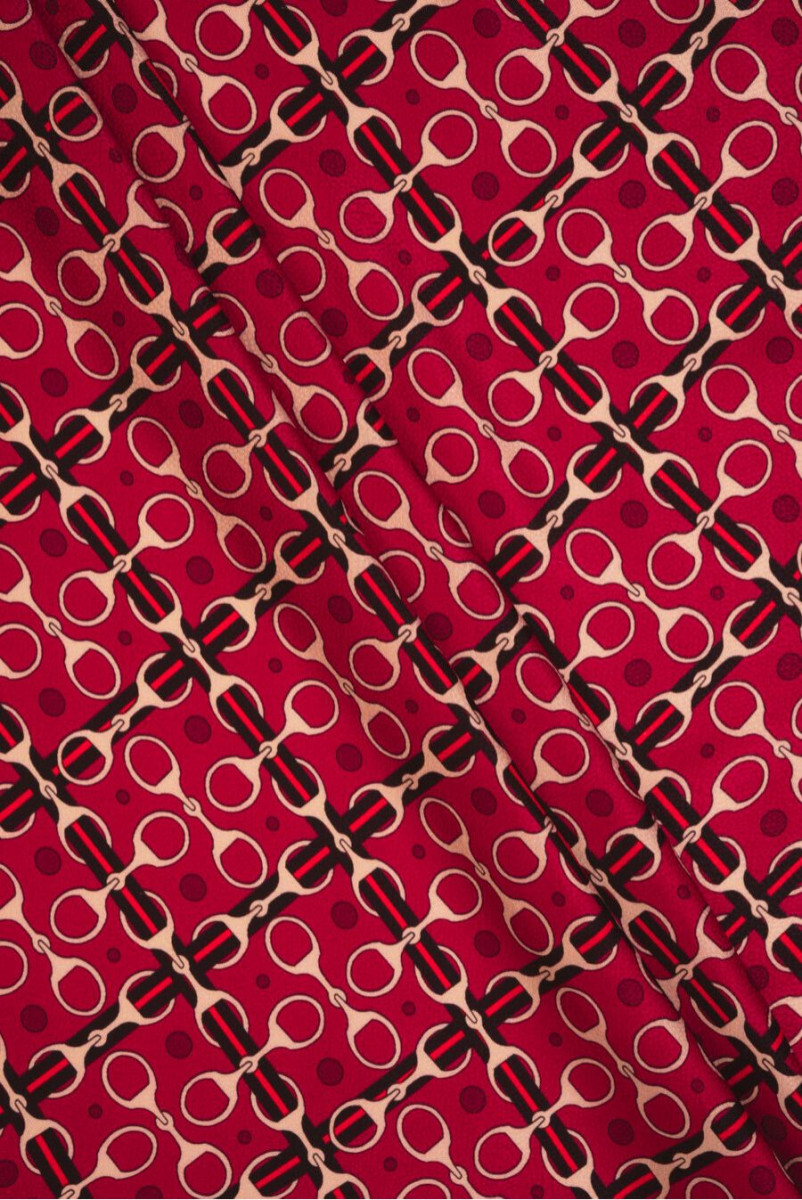 Jacquard selyem csatokkal piros