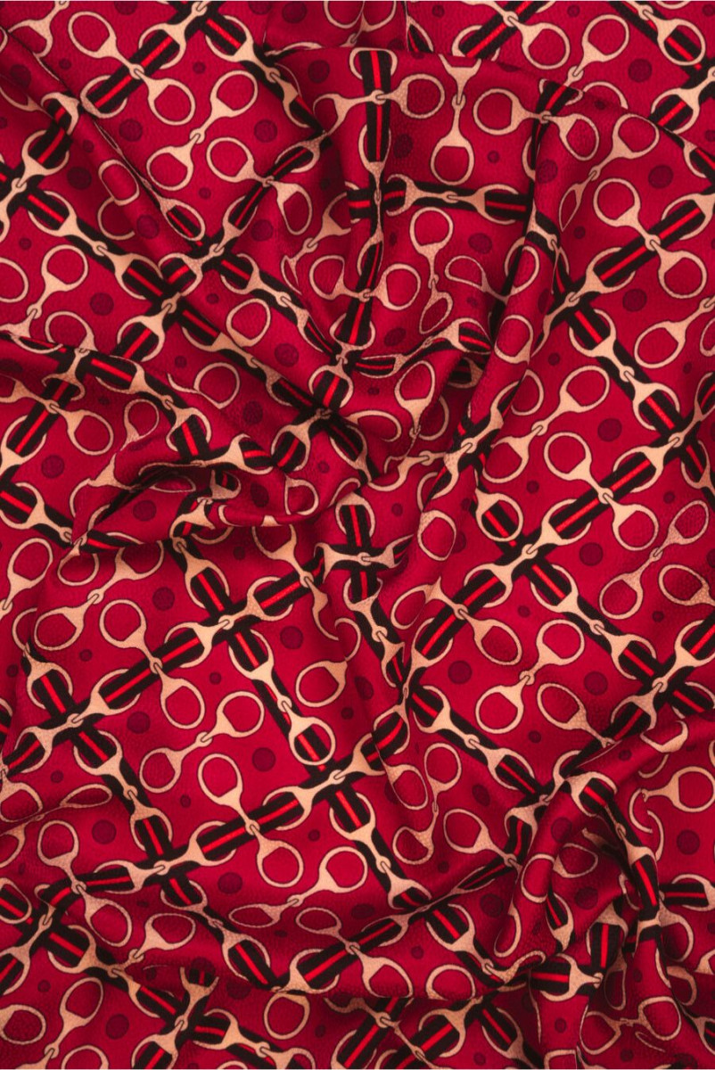 Jacquardseide mit Schnallen rot