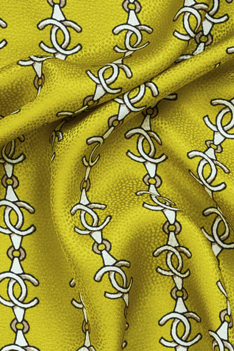 Jacquard silk in chains lime