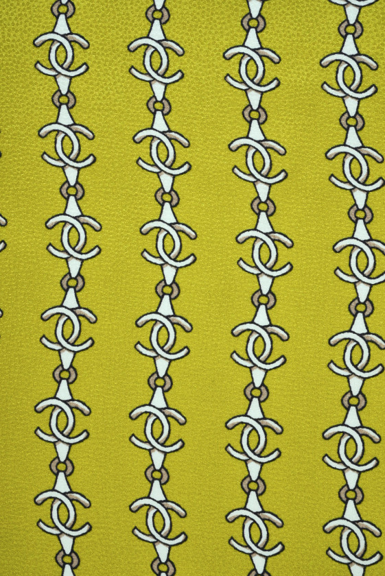 Jacquard silk in chains lime