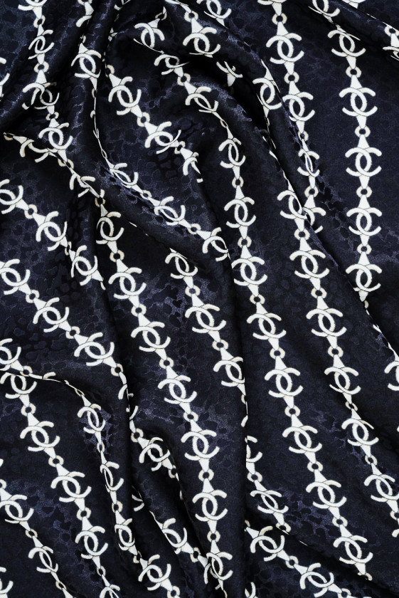 Jacquard Seide mit Ketten dunkelmarineblau