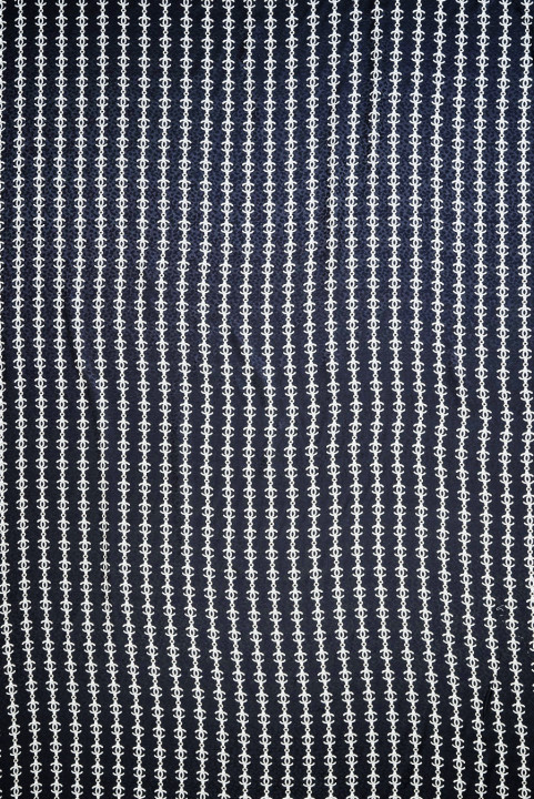 Jacquard silk with chains dark navy blue