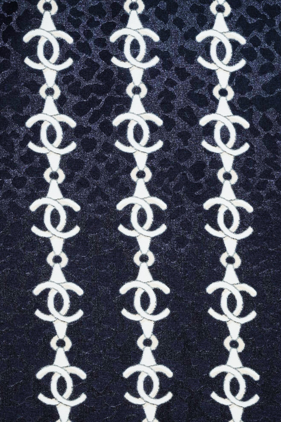 Jacquard Seide mit Ketten dunkelmarineblau