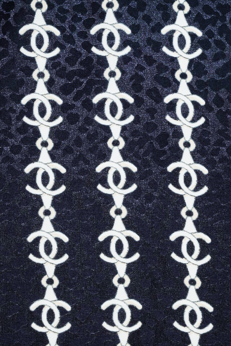 Jacquard Seide mit Ketten dunkelmarineblau