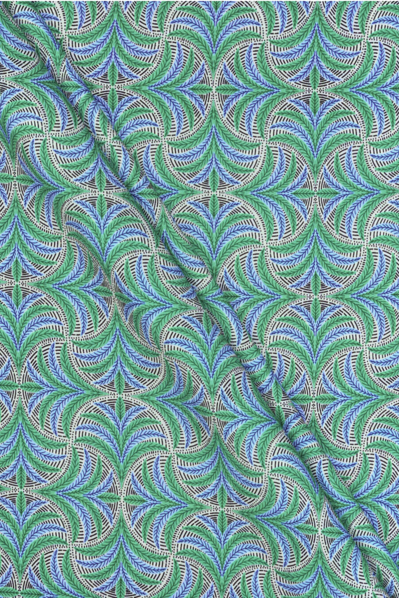 Viscose with green-blue palm trees