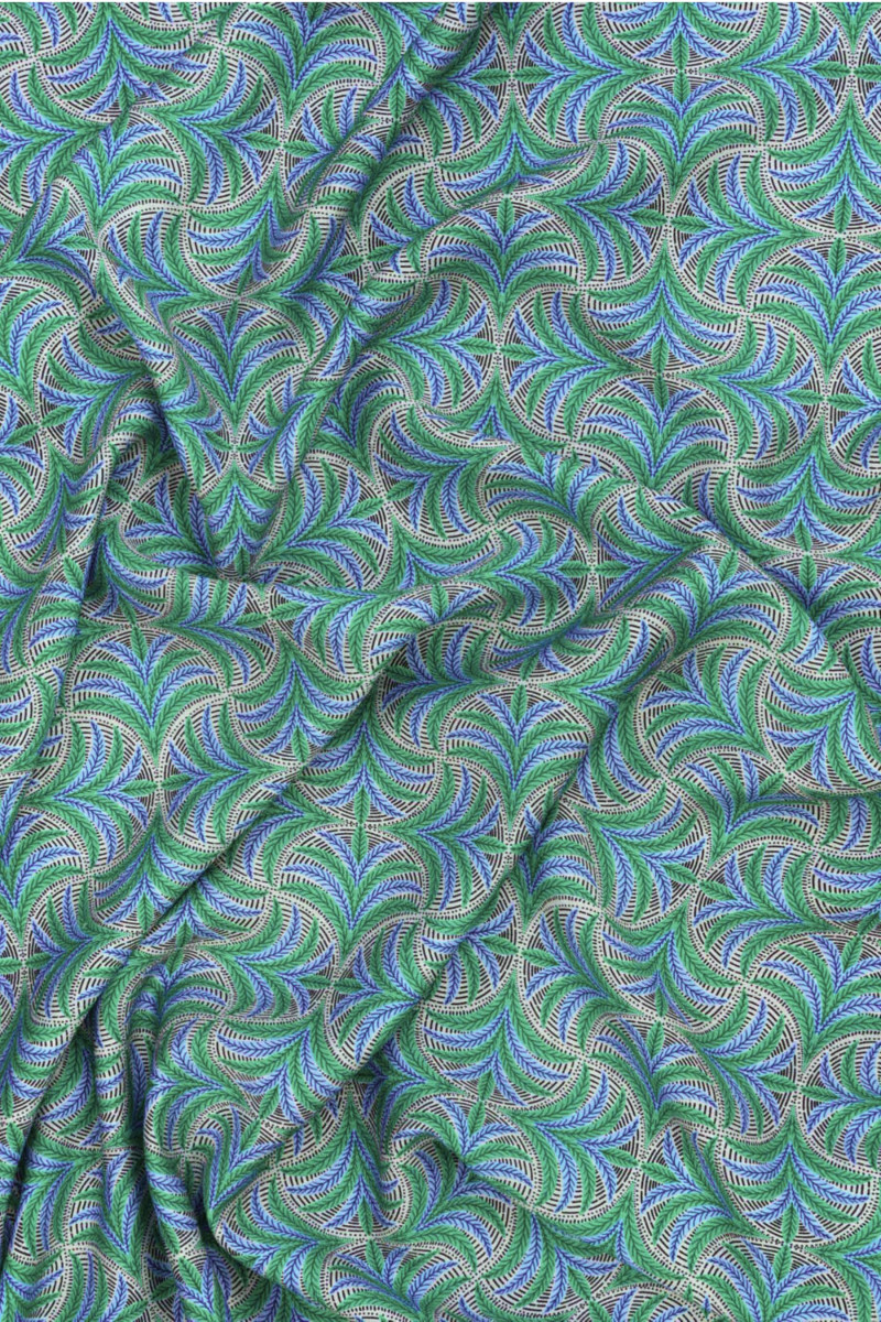 Viscose with green-blue palm trees