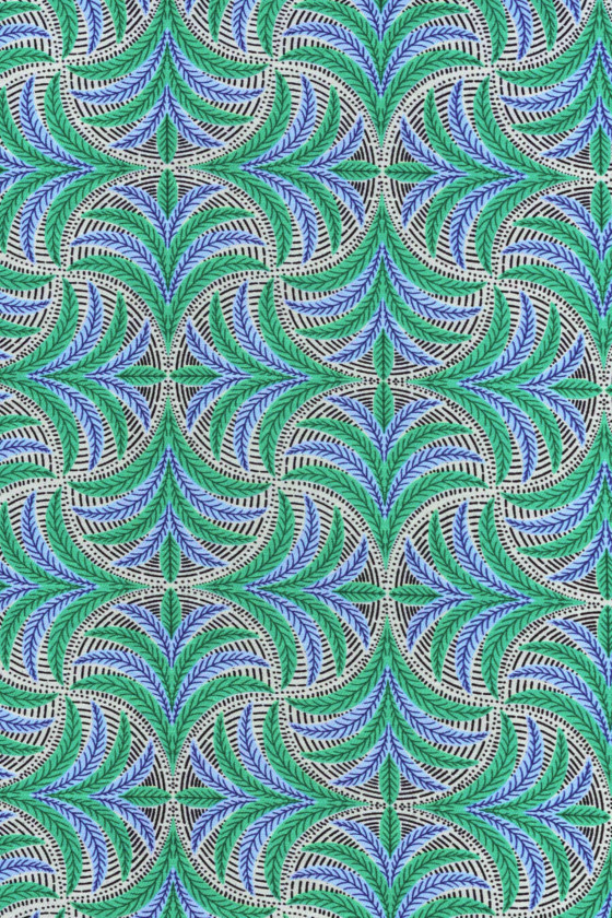 Viscose with green-blue palm trees