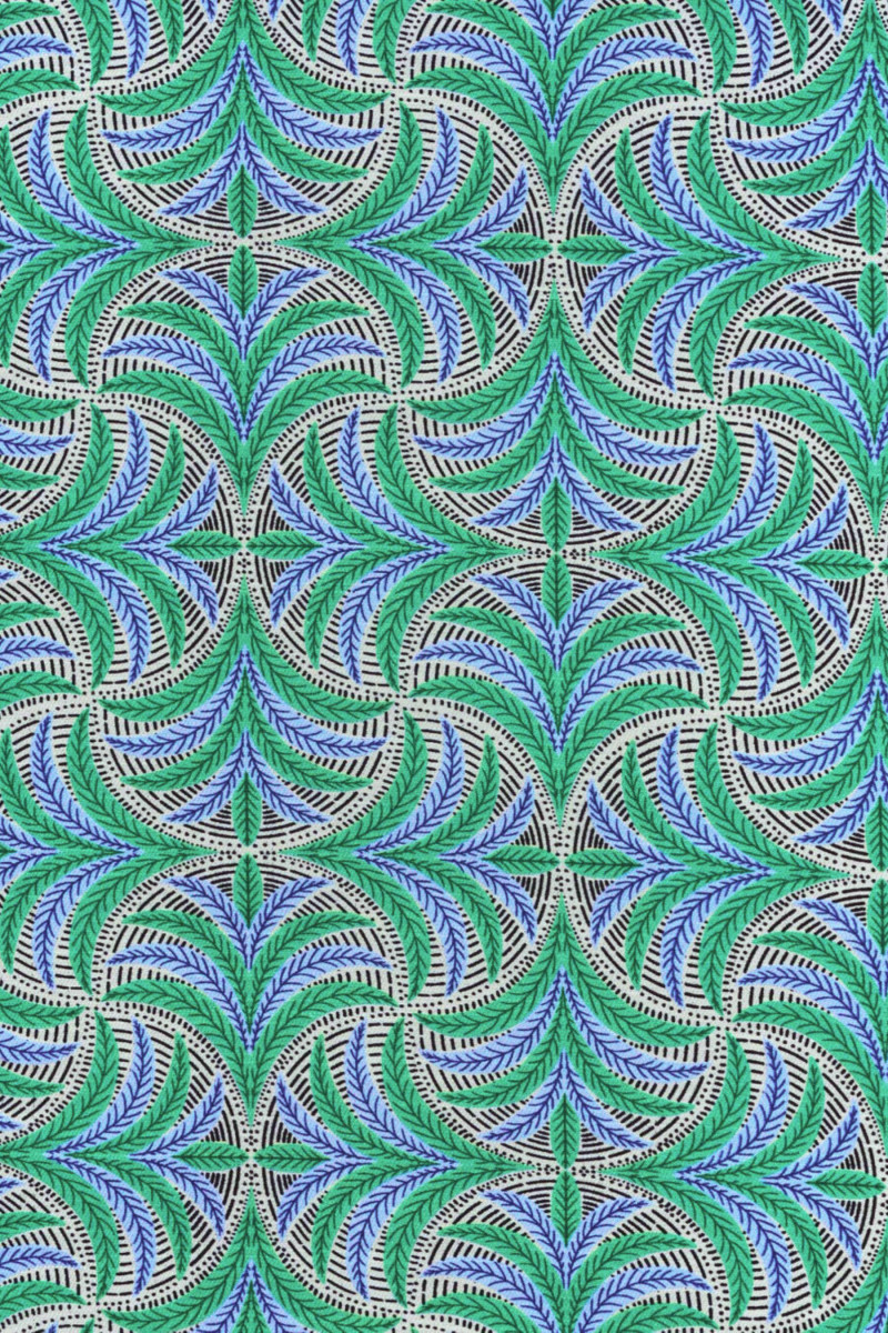 Viscose with green-blue palm trees