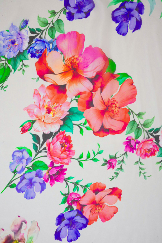 Muslin viscose silk with flowers