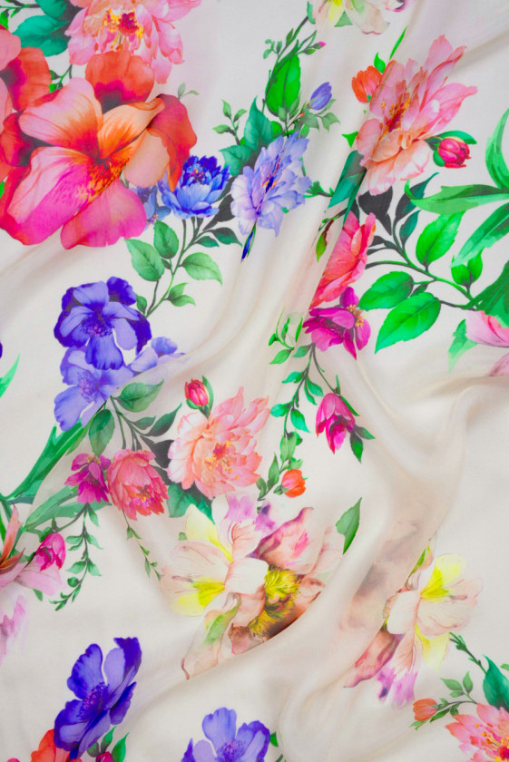 Muslin viscose silk with flowers