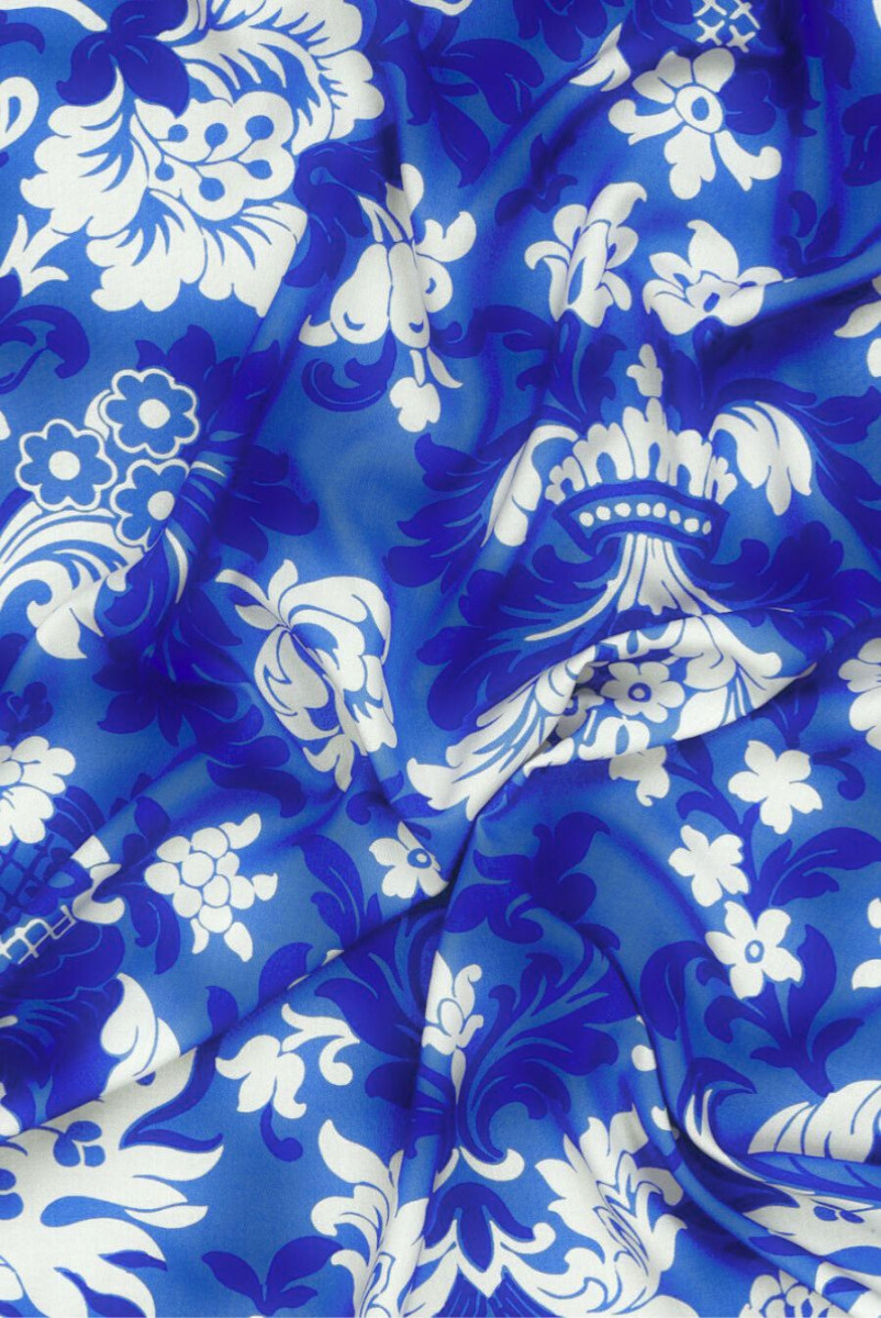 Cornflower ornamented viscose