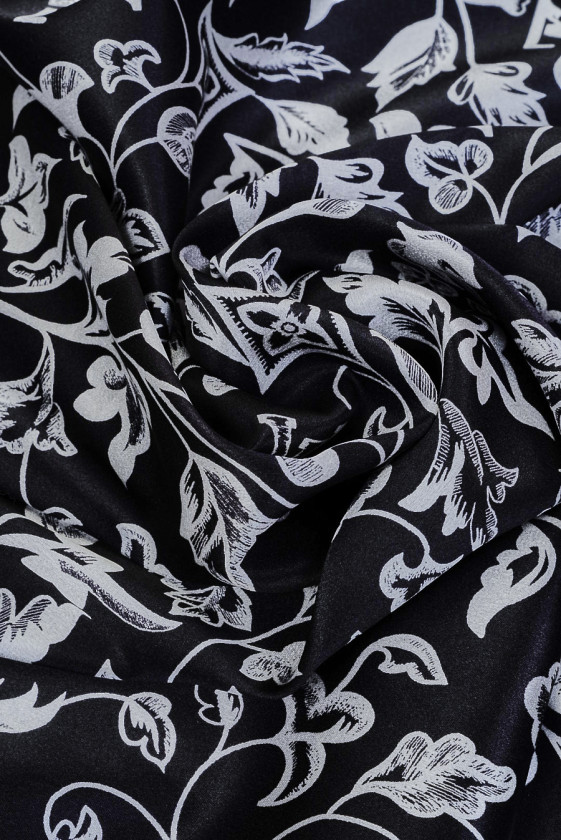 Signed black silk satin KUPON 100cm