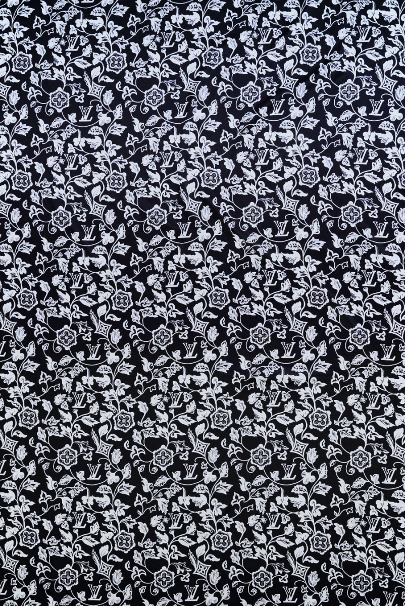 Signed black silk satin KUPON 100cm