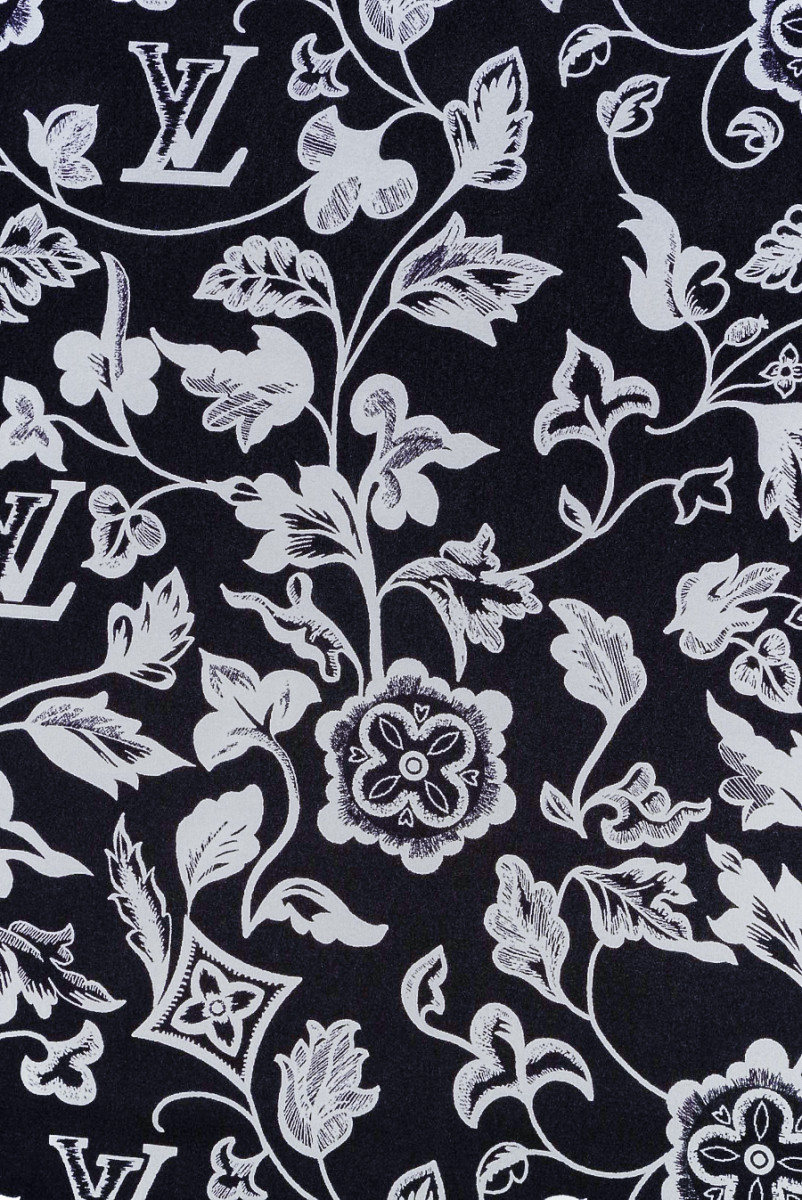 Signed black silk satin KUPON 100cm