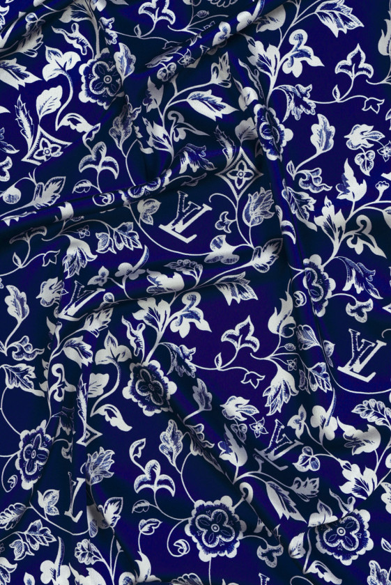 Silk satin signed navy blue