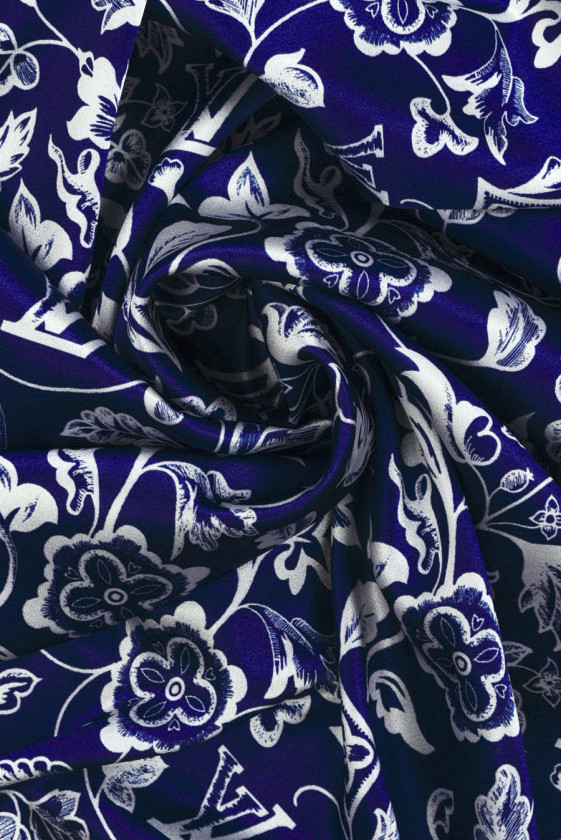 Signerad silk satäng marinblå