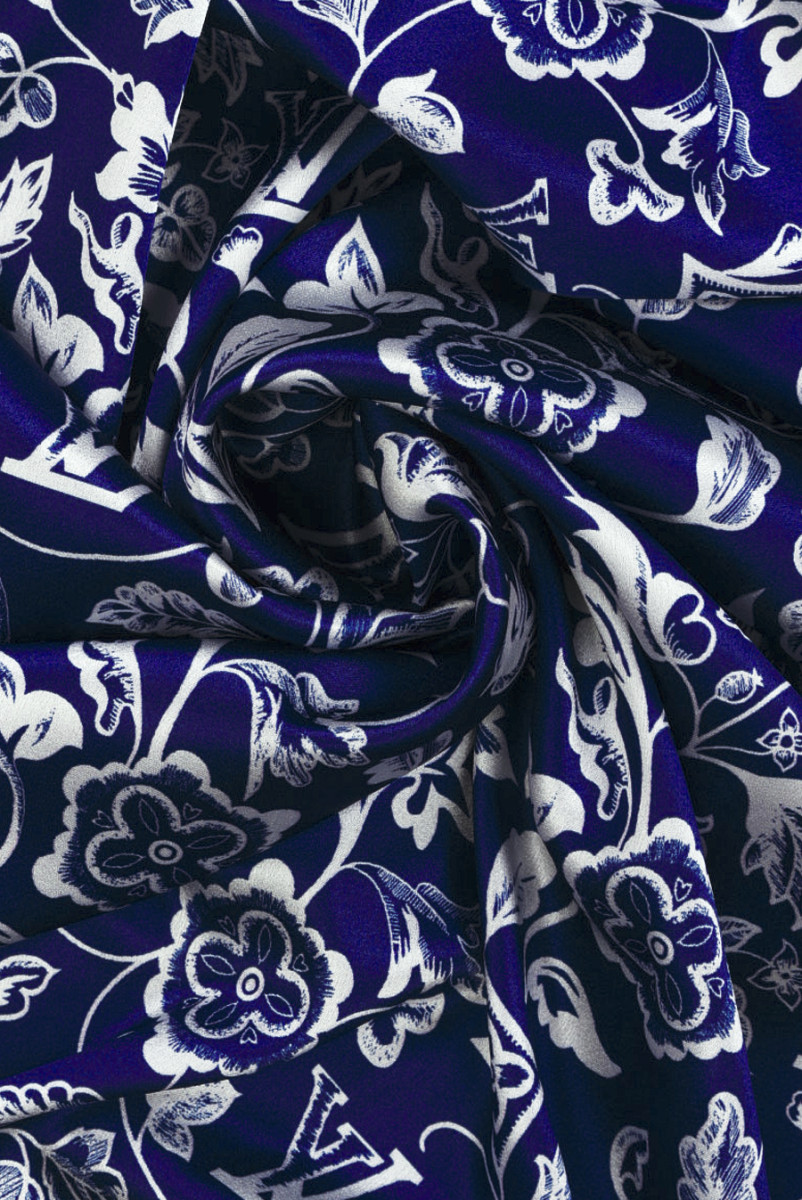 Silk satin signed navy blue