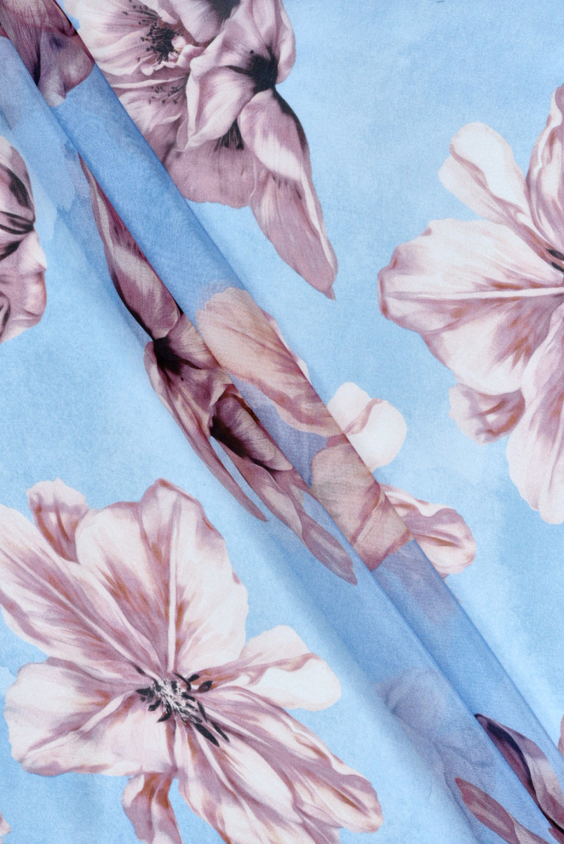 Muslin viscose silk with flowers