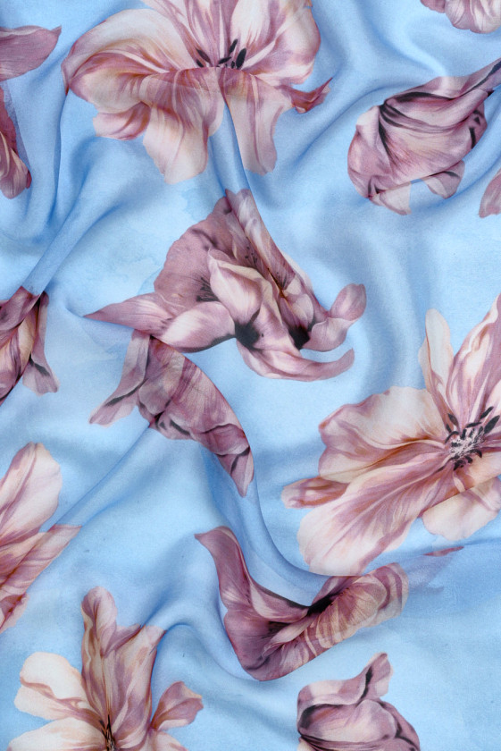 Musselin-Viskose-Seide mit Blumen