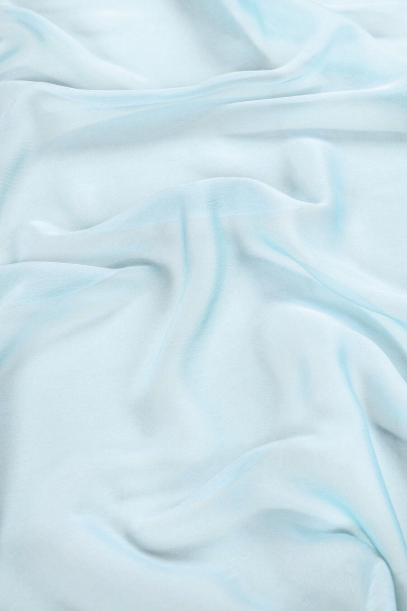 Silk chiffon twotone - turquoise and white