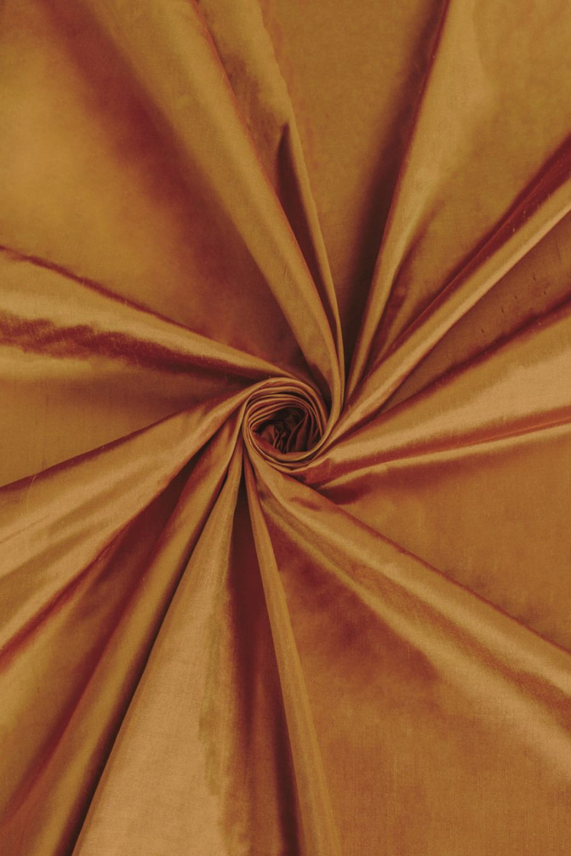 Silk shandong old gold with burgundy twotone