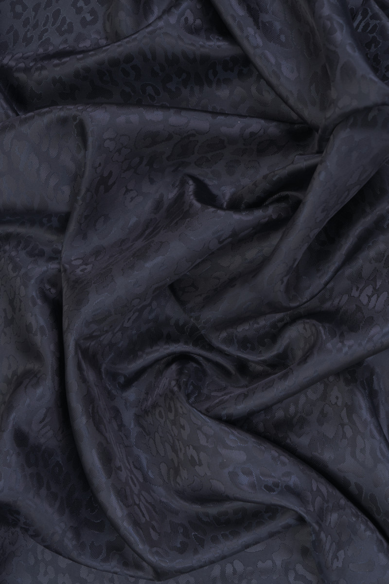 Jacquard lining navy blue leopard print
