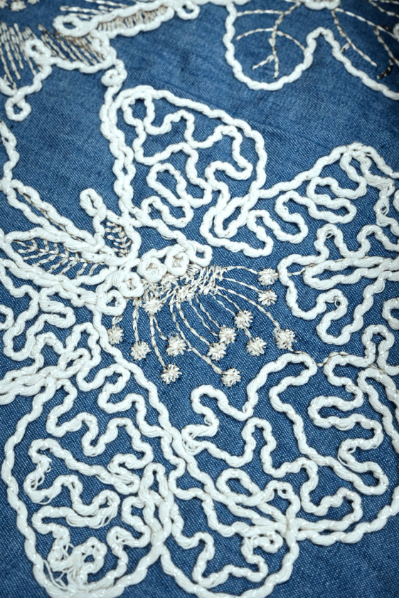 Florale Denim-Baumwolle mit Kordel