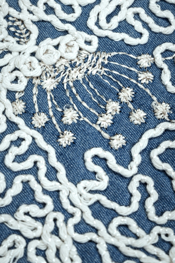 Florale Denim-Baumwolle mit Kordel