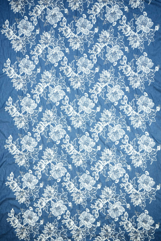 Florale Denim-Baumwolle mit Kordel