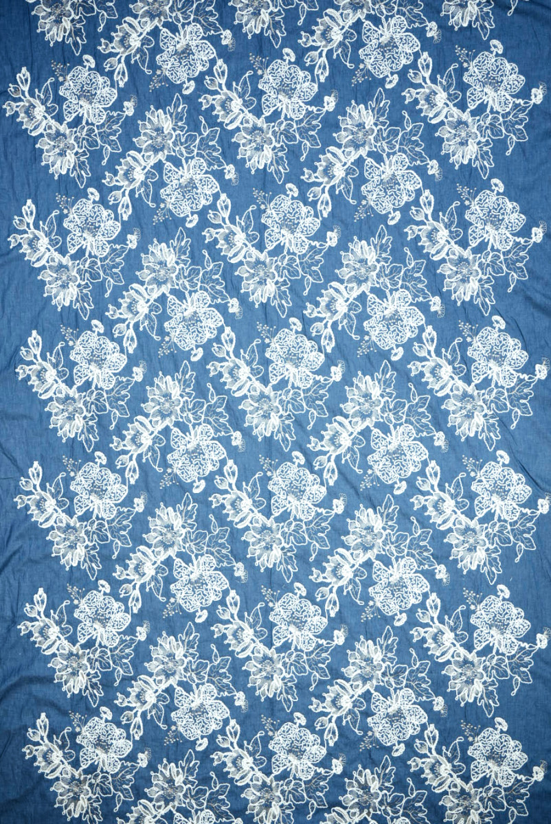 Florale Denim-Baumwolle mit Kordel